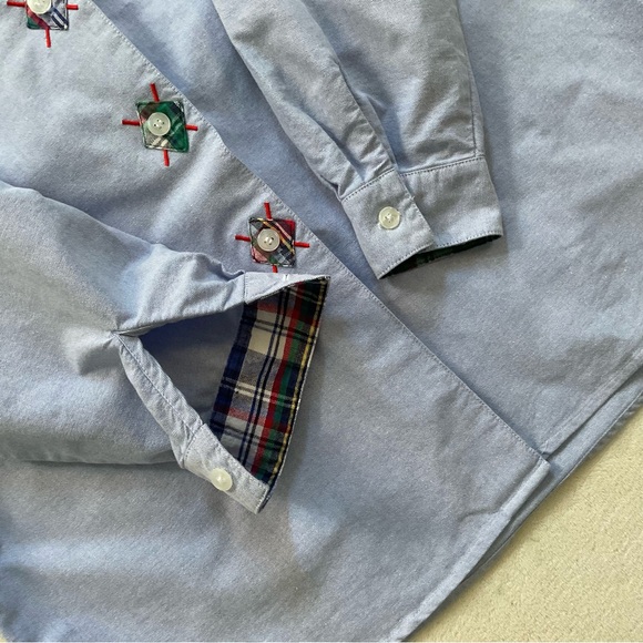 Vintage Susan Bristol Women’s Cotton Oxford Shirt – Button Down, Plaid Trim - Picture 8 of 16